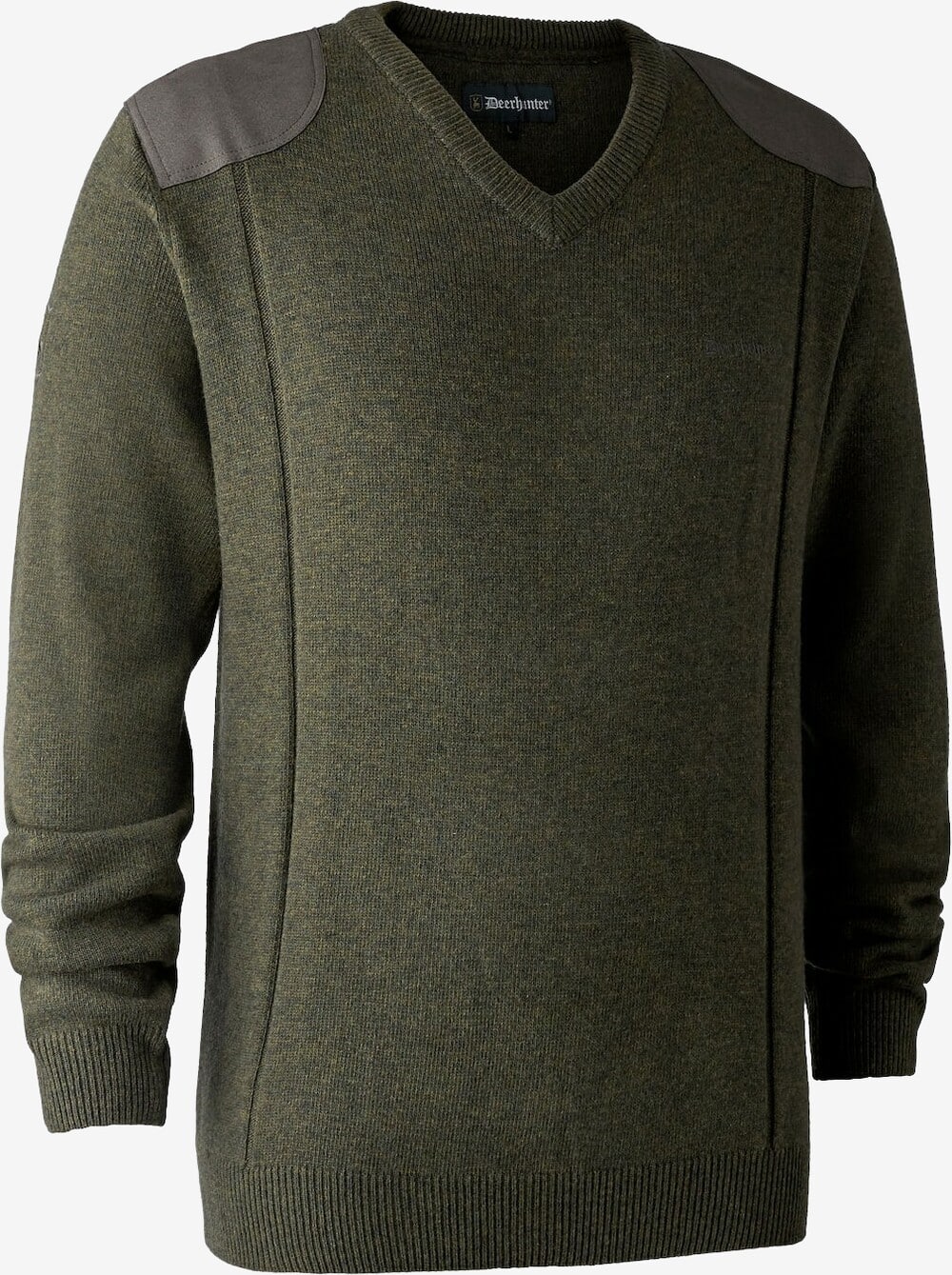 Deerhunter - Sheffield strik med v-hals (Green Melange) - XL