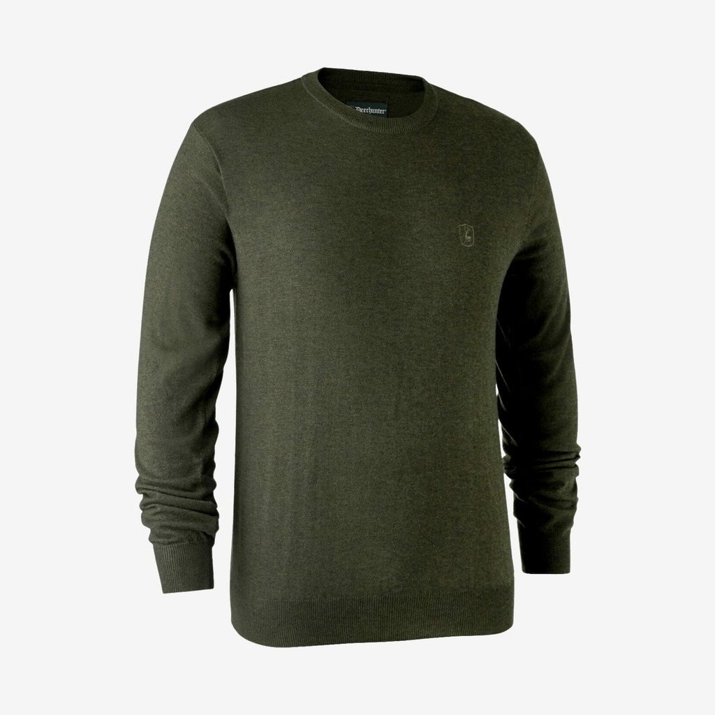 Deerhunter - Kingston strik med rund hals (Green Melange) - L billede