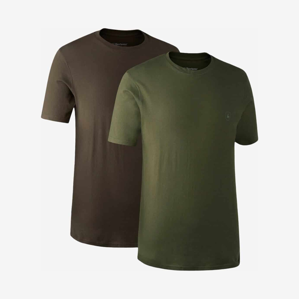 Deerhunter - T-shirt 2-pak (Green/Brown Leaf) - L