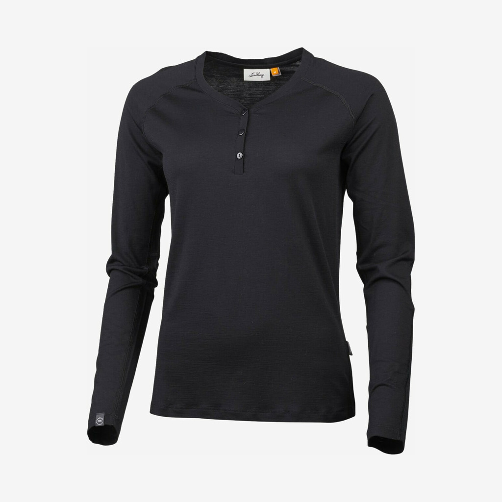 Lundhags - Gimmer Merino Lt dame Henley (Black) - XS