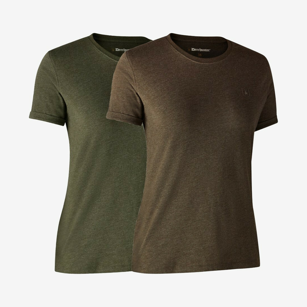 Ladies Basic 2-pak t-shirt (Grøn/Brun)