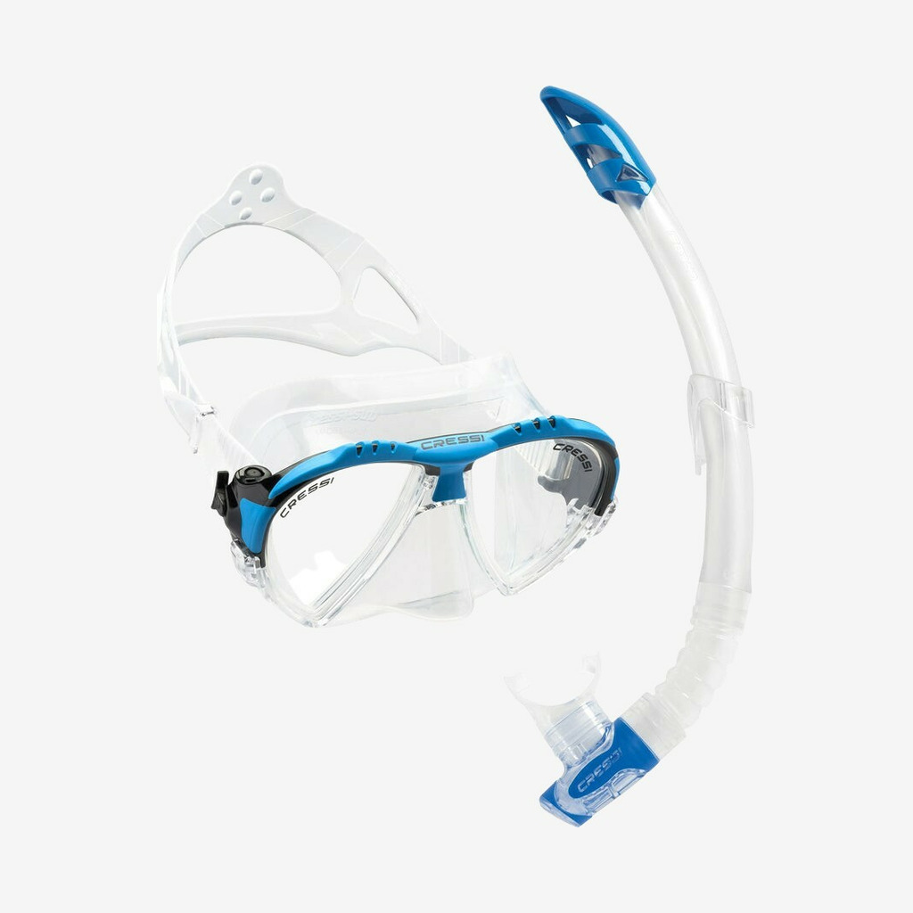 Cressi - Matrix + Gamma maske- og snorkelsæt (Blå)