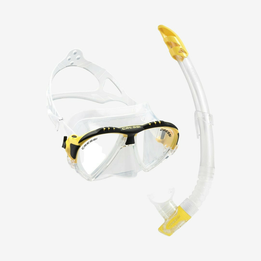 Cressi - Matrix + Gamma maske- og snorkelsæt (Gul)