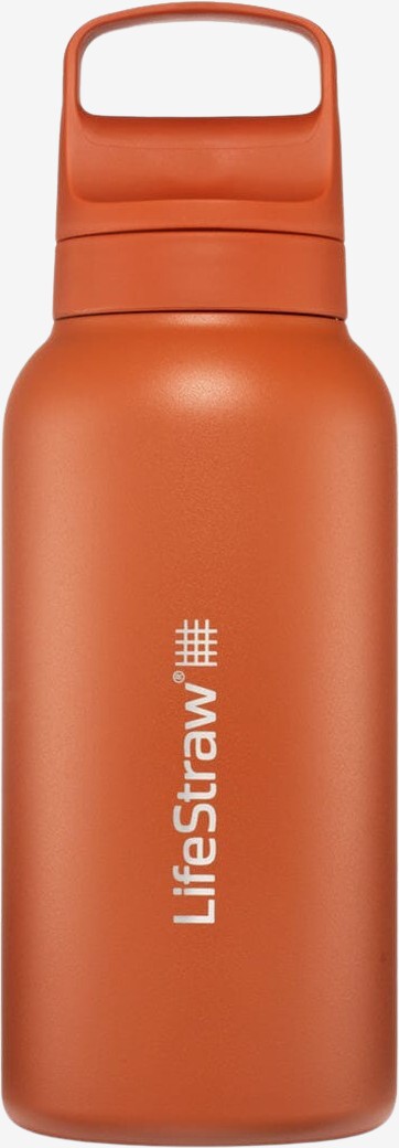 Se LifeStraw - Go 2.0 vandflaske 1L i Rustfrit stål (Orange) hos Friluft.dk