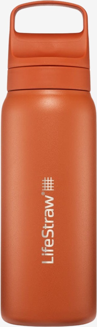 Se LifeStraw - Go 2.0 vandflaske 700ml i Rustfrit stål (Orange) hos Friluft.dk