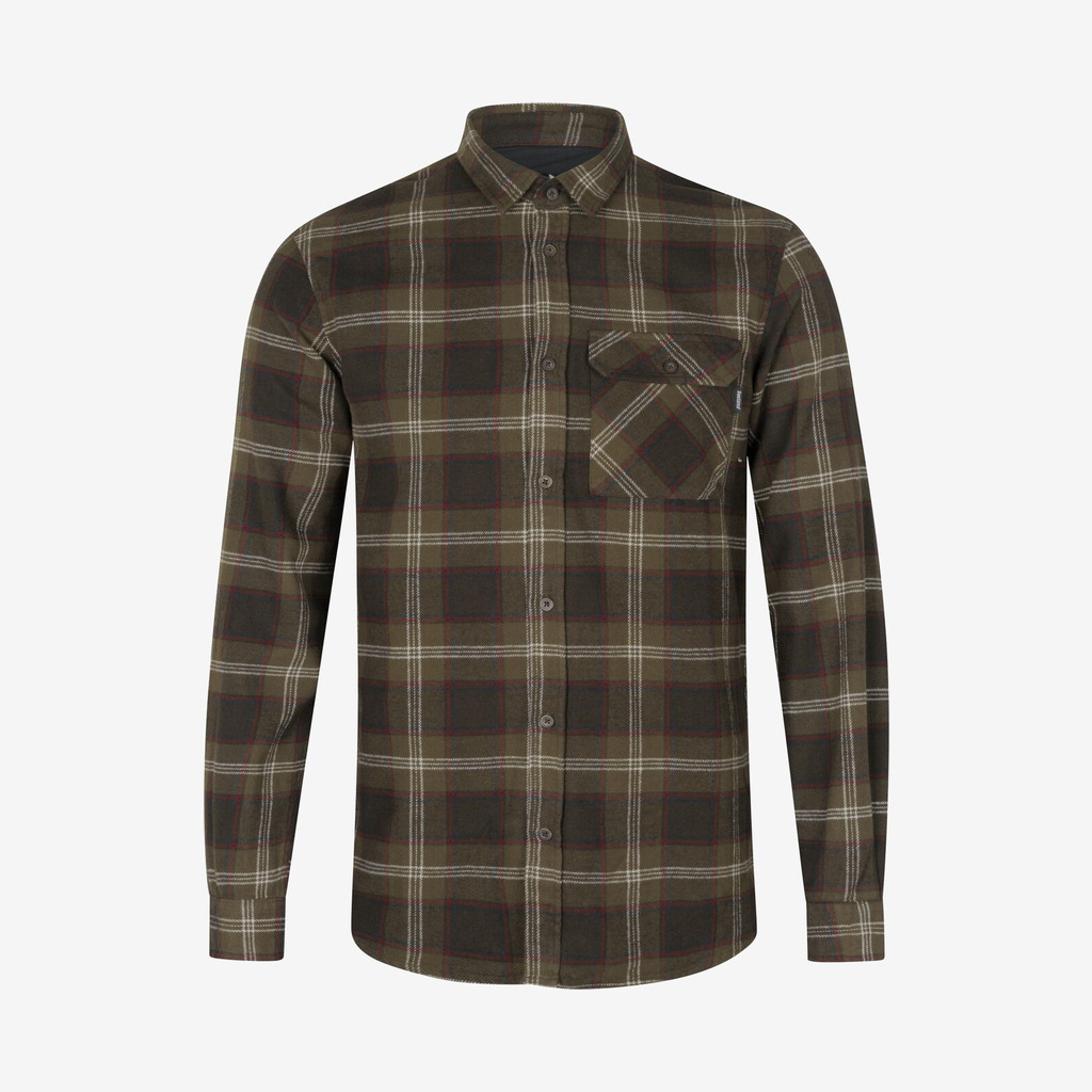 Seeland Glen flannel skjorte pine green check - 4XL