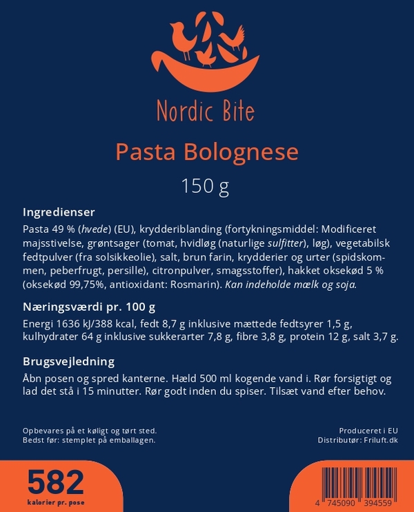 Nordic Bite, Pasta Bolognese, Label
