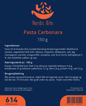 Nordic Bite, Pasta Carbonara, Label