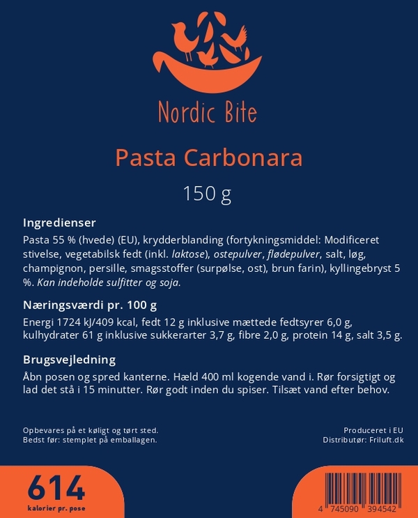 Nordic Bite, Pasta Carbonara, Label