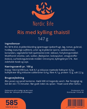 Nordic Bite, Ris med kylling thaistil, Label