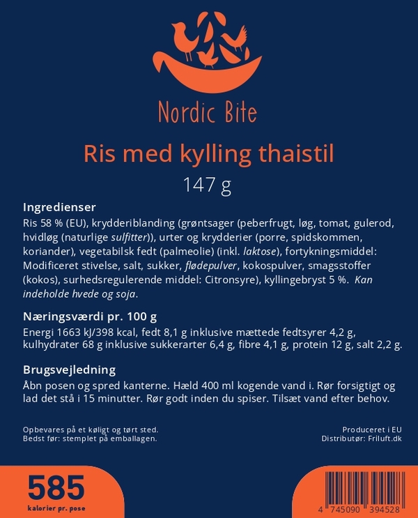 Nordic Bite, Ris med kylling thaistil, Label