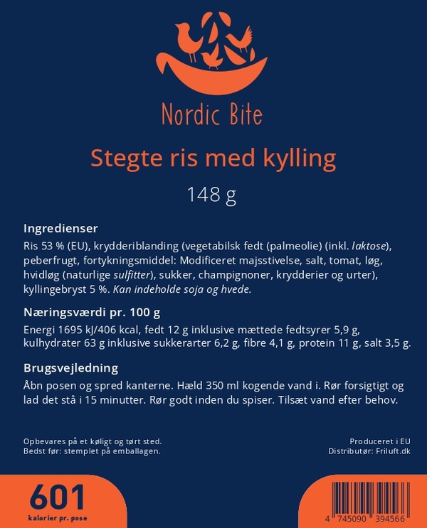 Nordic Bite, Stegte ris med kylling, Label