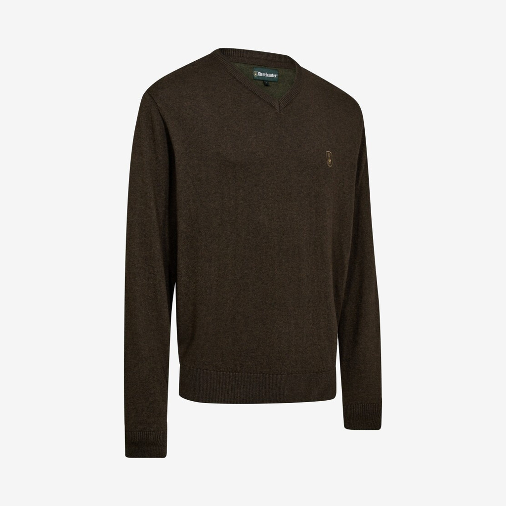 Deerhunter - Harrington striktrøje (V-neck) (Brown Melange) - S