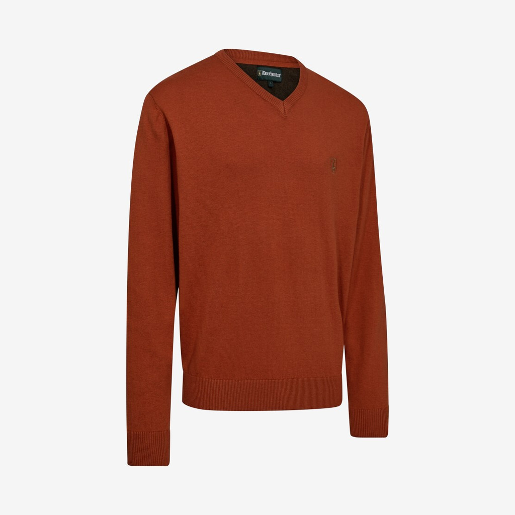 Deerhunter - Harrington striktrøje (V-neck) (Oak Rust Melange) - S