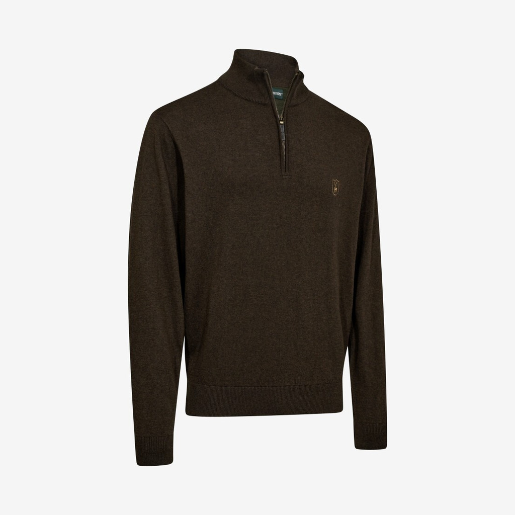 Deerhunter - Harrington striktrøje (lynlåshals) (Brown Melange) - S