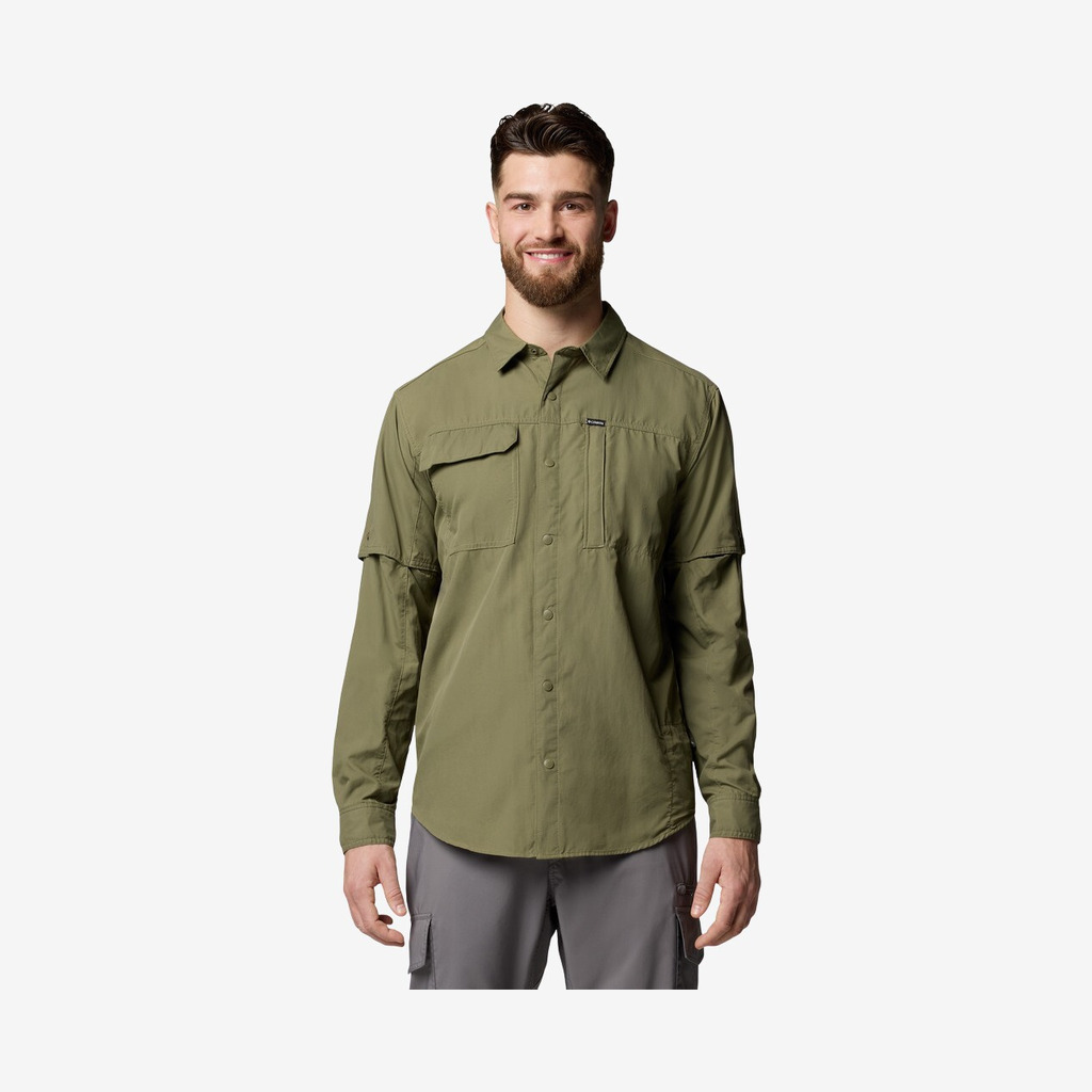 Columbia Mens Skien Valley Long Sleeve Shirt, Stone Green