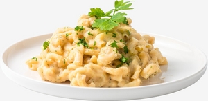 Scrambled eggs with pasta