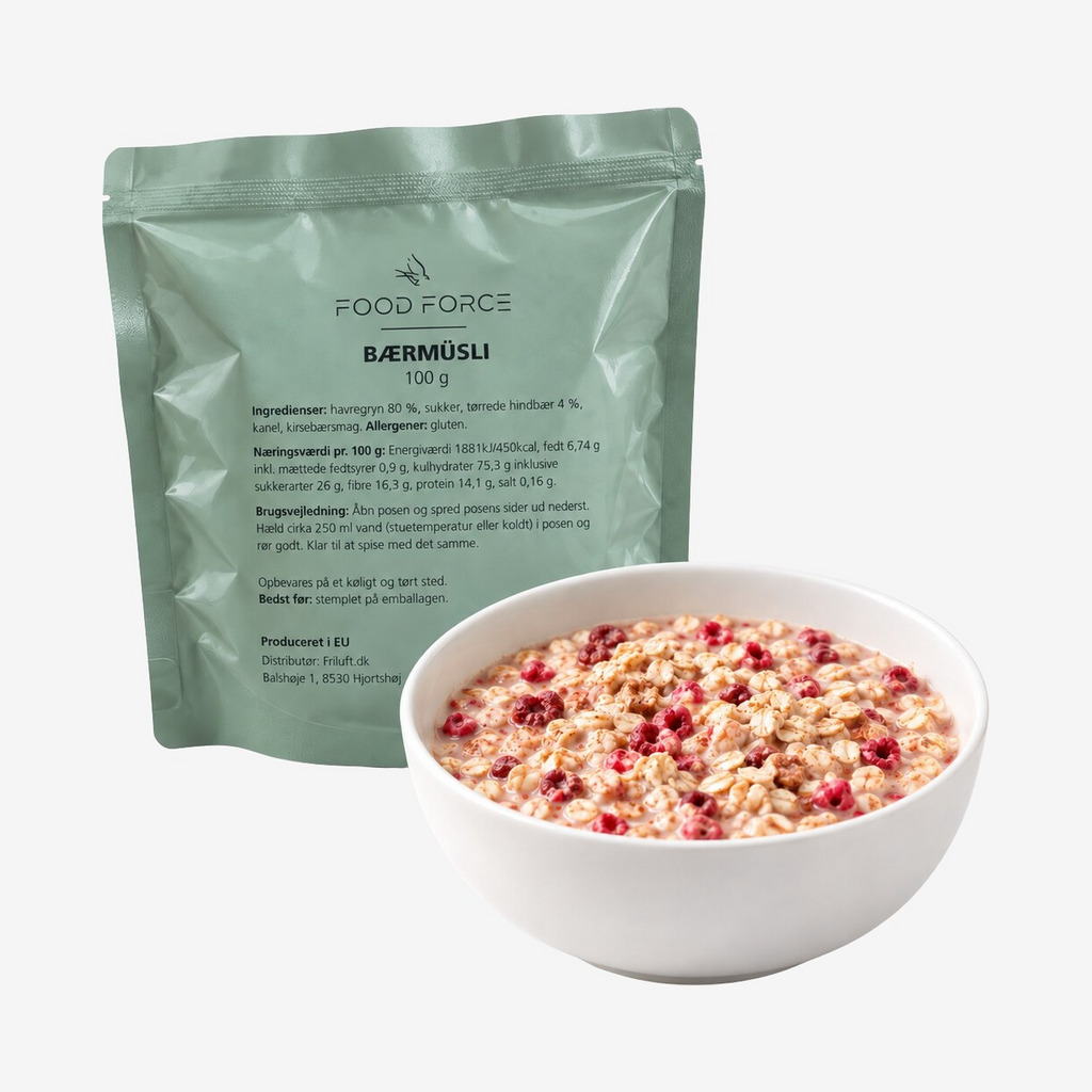 Food Force Bærmüsli 100g (430 kcal) - Mad