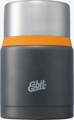 Esbit Food Jug, 0.75L with double-wall stainless steel lid, spoon inside stopper, dark grey/orange