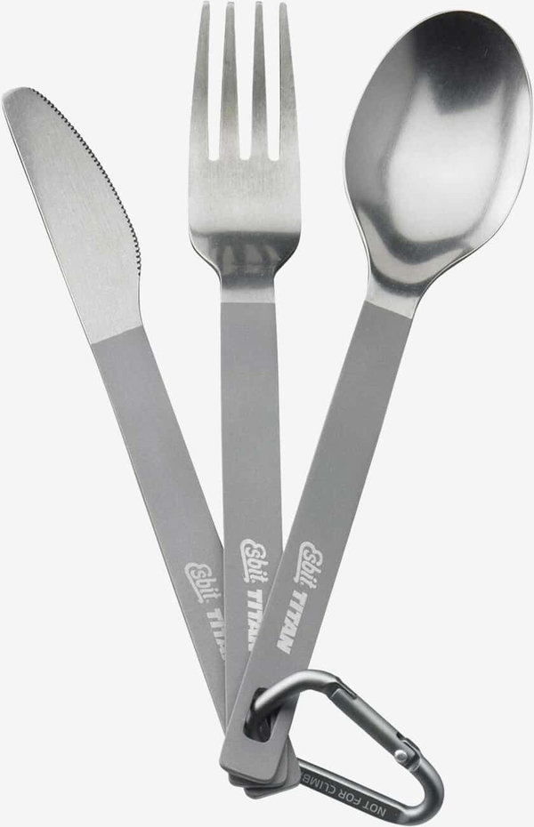 Esbit 3-pcs Titanium Cutlery-Set w/ carabiner and pocket